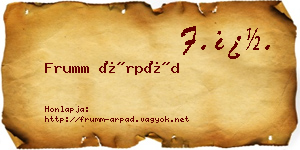 Frumm Árpád névjegykártya